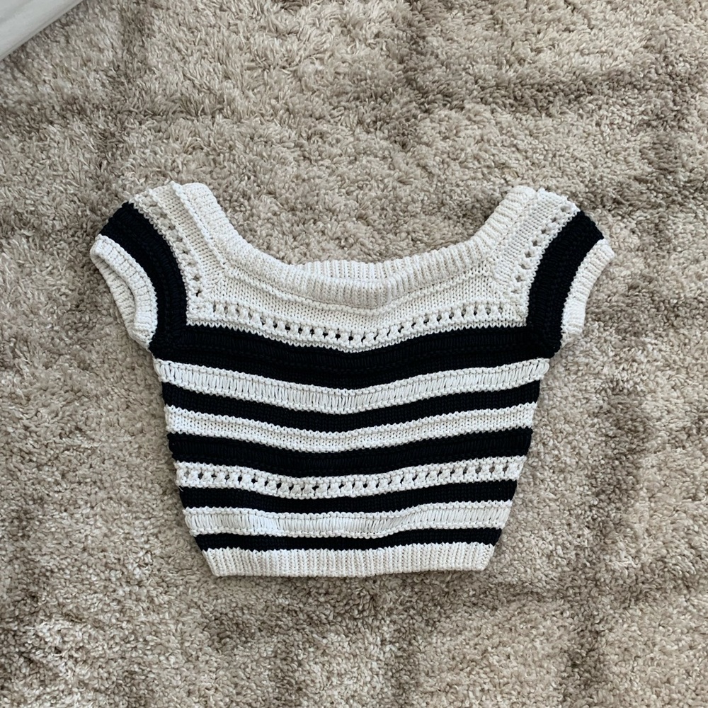 Intermix Off the Shoulder Cropped Sweater